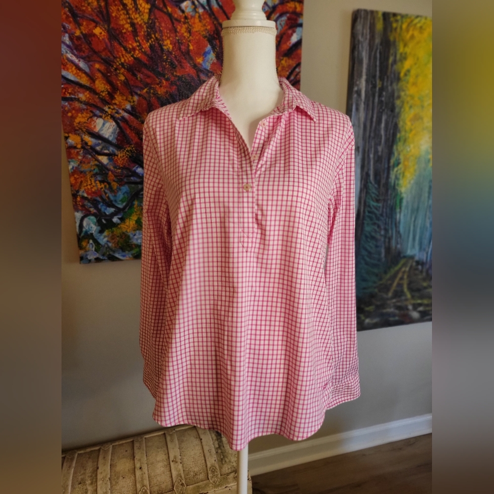 Southern Tide Pink Gingham Blouse